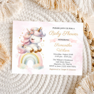 Invitación a la postal Baby Shower de Unicornio so
