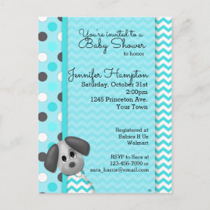 Invitación a la postal de Baby Shower turquesa de 