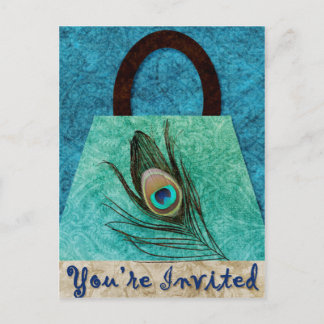 Invitación a la postal de la cartera de plumas de
