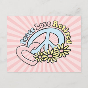 Invitación a la postal de Peace Love Retirado