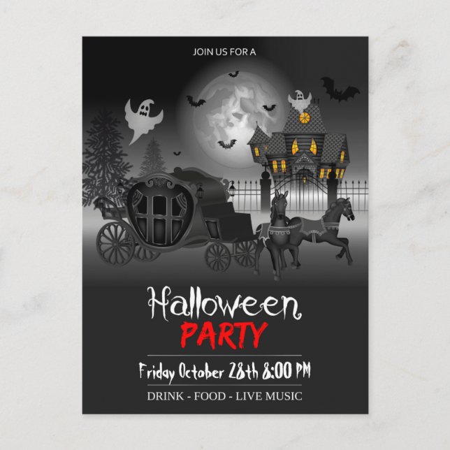 Invitación a la postales de la fiesta de Halloween (Anverso)