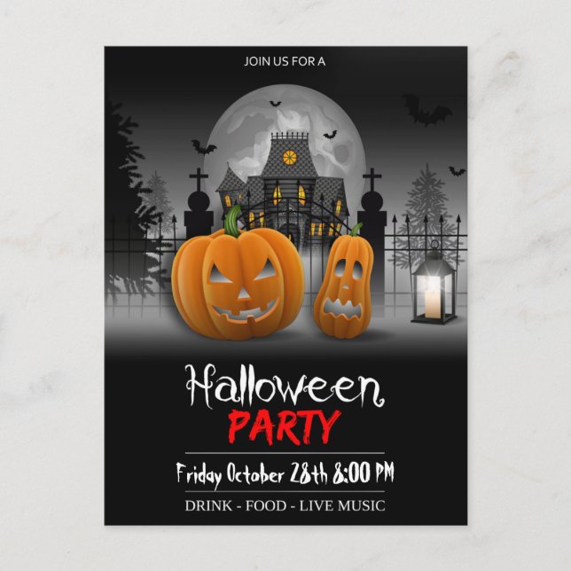 Invitación a la postales de la fiesta de Halloween (Anverso)
