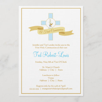 Invitación a la Primera Comunión - Azul