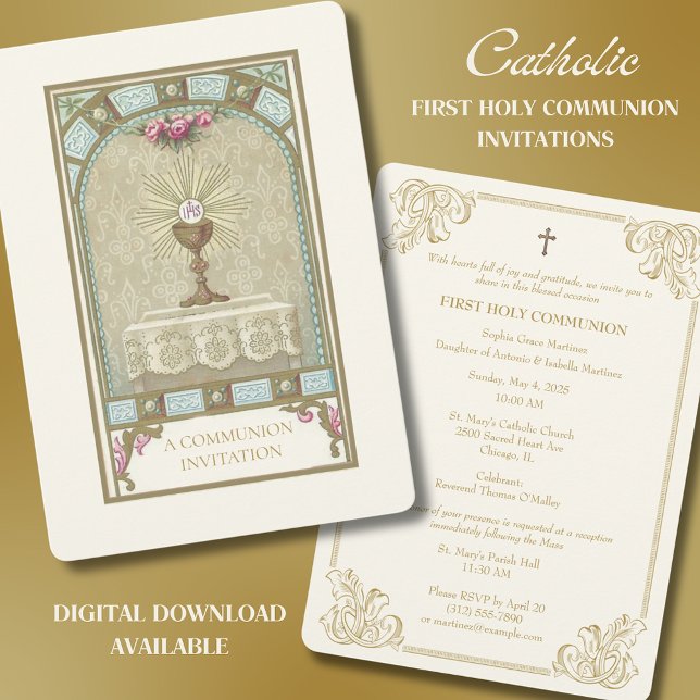 Invitación a la Primera Comunión Católica (Subido por el creador)