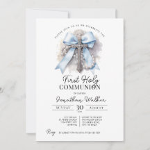 Invitación a la Primera Comunión con Arco Azul y R
