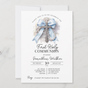 Invitación a la Primera Comunión con Arco Azul y R