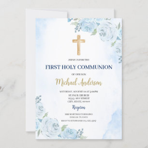 Invitación a la primera comunión con Blue Floral