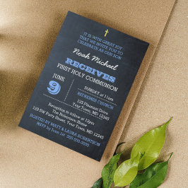 Invitación a la Primera Comunión de Chalkboard Blu