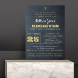 Invitación a la Primera Comunión de Chalkboard Gol