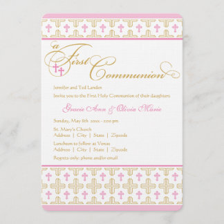 Invitación a la Primera Comunión de Chicas Gemelos