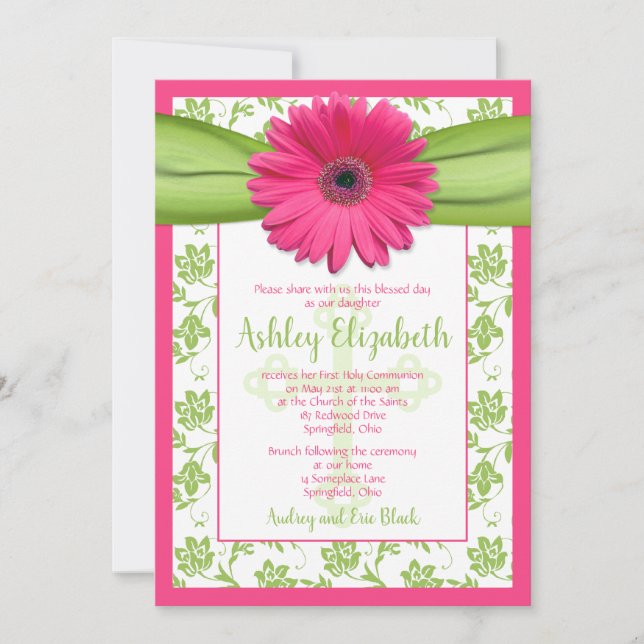 Invitación a la Primera Comunión de Daisy Damask V (Anverso)