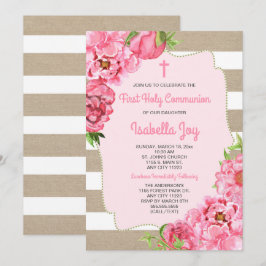 Invitación a la Primera Comunión de Floral Rosa +