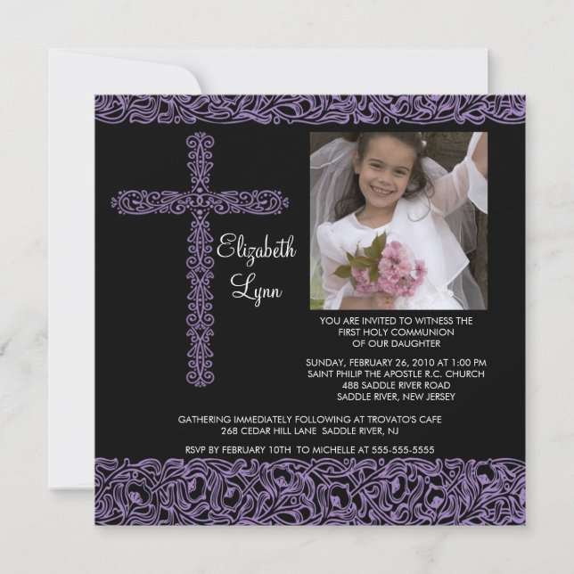 Invitación a la primera comunión de fotografía de  (Anverso)