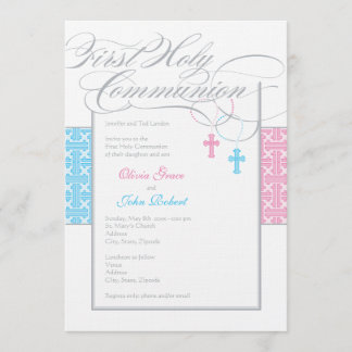 Invitación a la primera comunión de gemelos Chicas