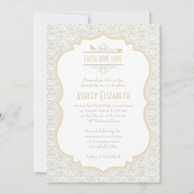Invitación a la Primera Comunión de la Casa Blanca (Anverso)