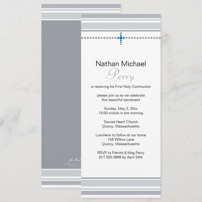 Invitación a la Primera Comunión de la Cruz Gris y (Anverso / Reverso)