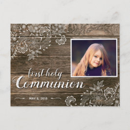 Invitación a la primera comunión de Rustic Wood La