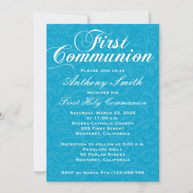 Invitación a la primera comunión del niño Damasco (Anverso)