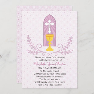Invitación a la primera comunión entre rosa y cáli