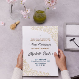 Invitación a la Primera Comunión Lineal Elegante
