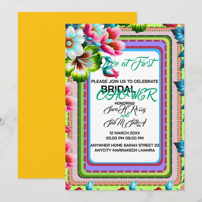 Invitación a la primera ducha nupcial de amor (Anverso / Reverso)
