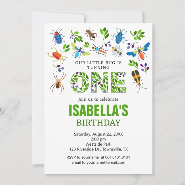 Invitación a la Primera Fiesta de Cumpleaños de Bu (Anverso)