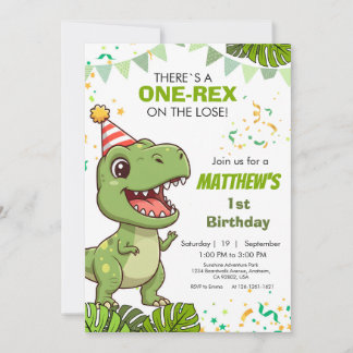 Invitación a la Primera Fiesta de Little Dinosaur 