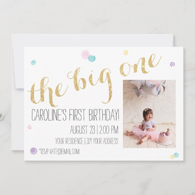 Invitación a la Primera Jornada de Cumpleaños Girl (Anverso)