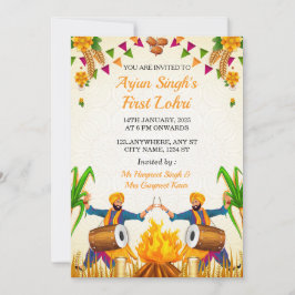 Invitación a la primera Lohri del bebé, tarjeta de