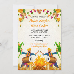 Invitación a la primera Lohri del bebé, tarjeta de