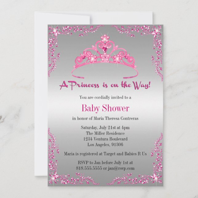 Invitación a la Princesa Baby Shower (Anverso)