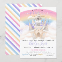 Invitación a la Princesa Baby Shower con arcoiris