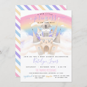 Invitación a la Princesa Baby Shower con arcoiris
