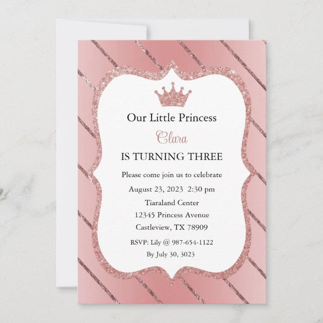 Invitación a la princesa, cumpleaños de la princes (Anverso)