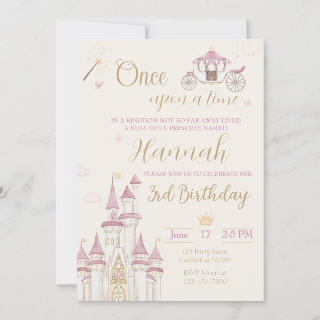 Invitación a la Princesa de cumpleaños (Anverso)