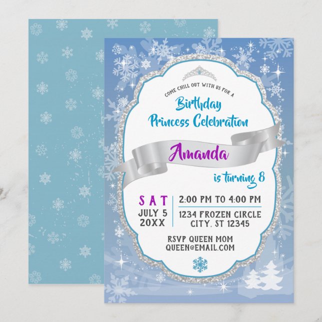 Invitación a la Princesa de Cumpleaños (Anverso / Reverso)