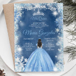 Invitación a la princesa Quinceanera azul y polvor<br><div class="desc">Navidades Dusty Blue Princess Quinceanera Invitación</div>