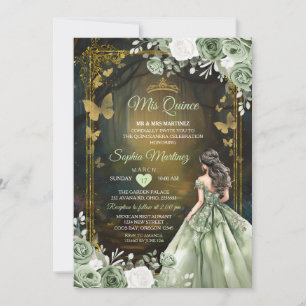 Invitación a la princesa verde sabia Quinceañera