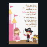 Invitación a la Princesa y al Pirata<br><div class="desc">Una princesa linda y una invitación pirata que es perfecta para fiestas gemelos niño/chica. Por favor,  contáctame para diferentes combinaciones de colores de cabello.</div>