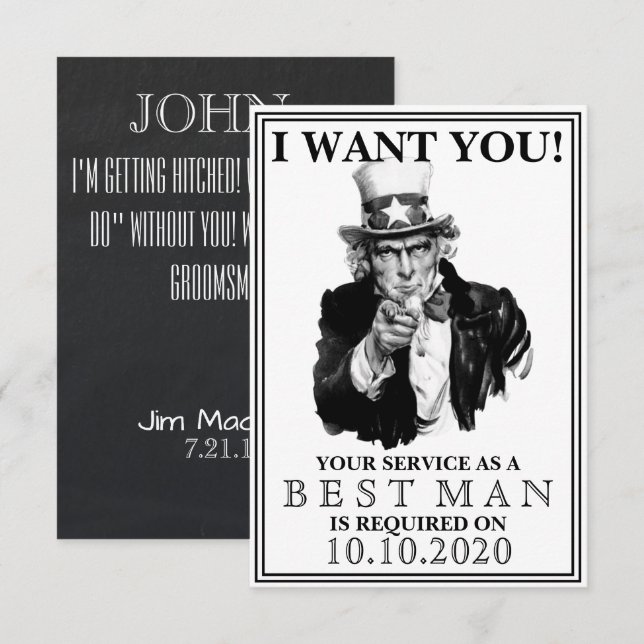 Invitación a la propuesta de Groomsman o Mejor Hom (Anverso / Reverso)