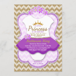 Invitación a la Purpurina Princesa Gold Tutu Baby