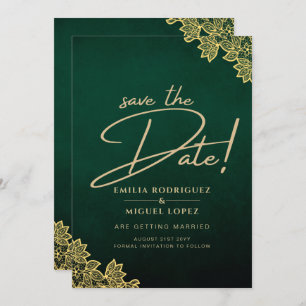 Invitación a la QR a la boda Gold Lace Emerald Gre
