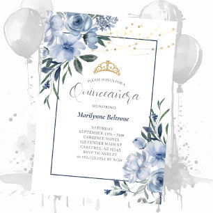 Invitación a la Quinceañera Azul Dusty
