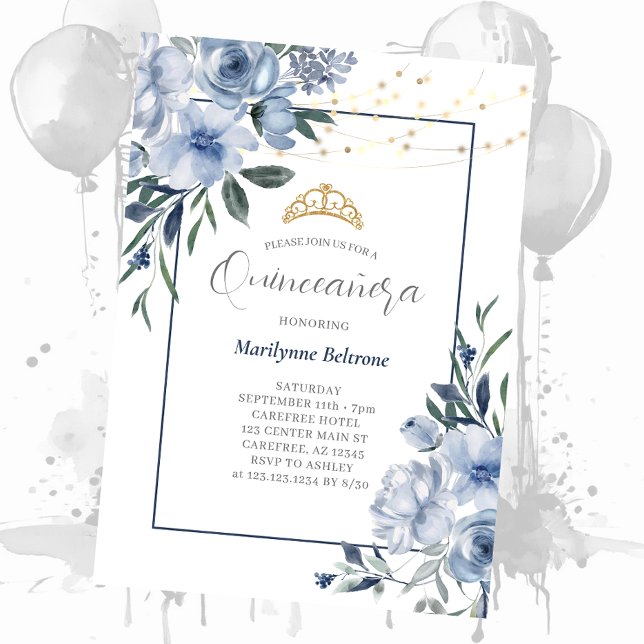 Invitación a la Quinceañera Azul Dusty (Subido por el creador)