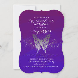 Invitación a la Quinceanera Azul Púrpura