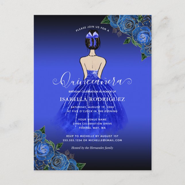 Invitación a la Quinceañera de cumpleaños de la Pr (Anverso)