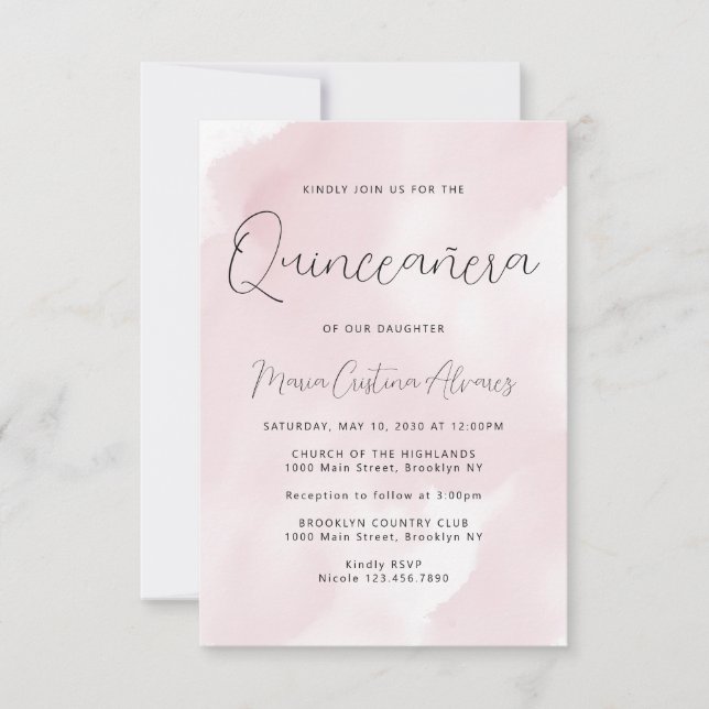 Invitación a la Quinceañera de cumpleaños número 1 (Anverso)