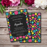 Invitación a la quinceañera de flores coloridas me