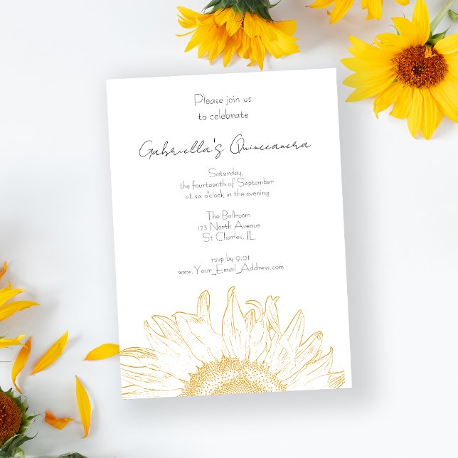 Invitación a la Quinceanera de girasol gráfico ama (Subido por el creador)