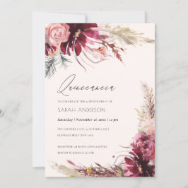 Invitación a la Quinceanera de Grass Pampas Rubor